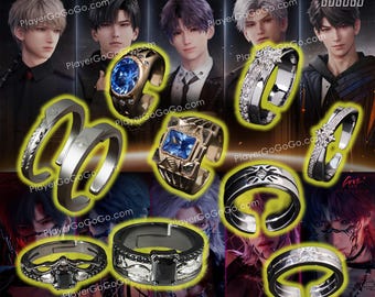 Love and Deepspace Couple Ring Set Caleb, Sylus, Xavier, Rafayel, Zayne LAD Adjustable Ring 戀與深空 夏以晝 秦彻 沈星回 祁煜 黎深