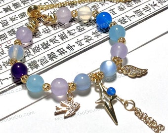 Honkai: Star Rail Sunday Beaded Bracelet Length Adjustable, Natural Gemstones Made HSR Bracelet, Custom Accepted
