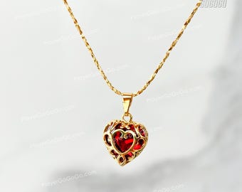 Zelda Tear of the Kingdom Heart Container Pendant Necklace, High Quality Heart Jewelry