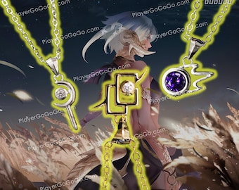 FFXIV Job Pendant Necklace 43cm+5cm / 17″+2″, FF14 Soul Crystals Jewelry Black Mage, White Mage, Astrologian