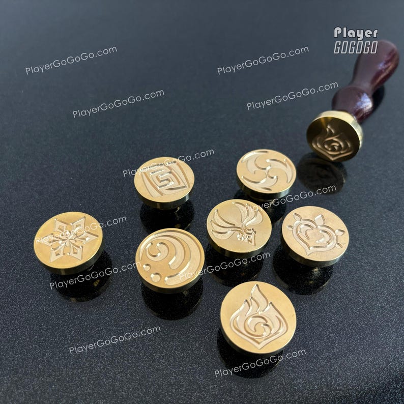 Pyroshield Stamp Genshin Impact Elements Seal Stamp, Genshin Brass Stamps Geo Anemo Cryo ...