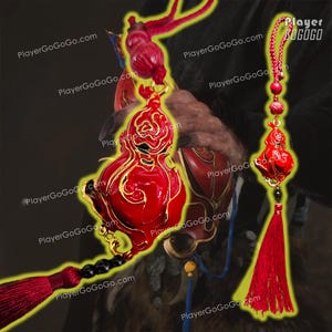 Black Myth: Wukong Trailblazer&#39;s Scarlet Gourd Charm, Solid Copper Made Engraved Wukong Accessories