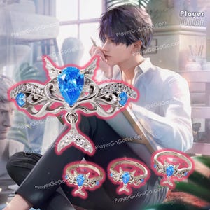 Anillo de cola de pez Rafayel hecho de plata de ley y espacio profundo, regalo de joyería Rafayel 祈煜 戀與深空 ホムラ 기욱