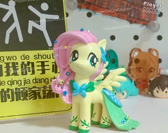 Pony Clay Figurine, Handmade Hard Stone Statue Fluttershy, Custom