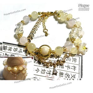 Honkai: Star Rail Aglaea Beaded Bracelet Length Adjustable, Natural Gemstones Made Aglaea HSR Double Chain Bracelet, Custom Accepted