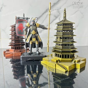 Black Myth: Wukong Statue Arms and Legs Movable & The Sakyamuni Pagoda Miniature, Black Myth Figures