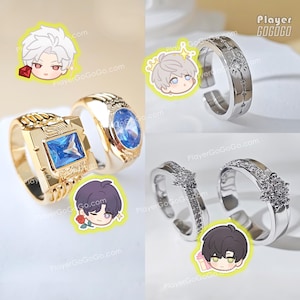 Love and Deepspace Couple Ring Set, Copper + Zircon Made Ring Zayne, Rafayel, Xavier, Sylus 黎深 秦徹 沈星回 祈煜 戀與深空