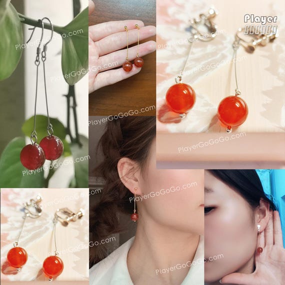 Silver + Garnet Made Shen Zechuan Earrings for Cosplay and Daily