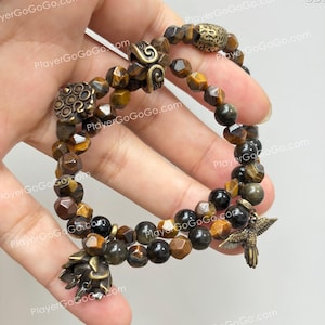 Zwarte mythe: op Wukong The Six Roots geïnspireerde dubbele kralenarmband Jaloerse tong, verlangende ogen, massief koperen gemaakte Wukong-accessoires