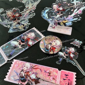 Honkai: Star Rail March 7th Art Print Set - Standee, Charm, Shaker Ticket, Holographic Ticket, Badge, March 7th HSR Figurine