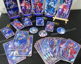 Honkai: Star Rail Fable of the Stars Art Print – Personaggio in piedi, carta olografica, portachiavi, distintivo Argenti, Dr. Ratio, Sparkle, Jingliu, Black Swan