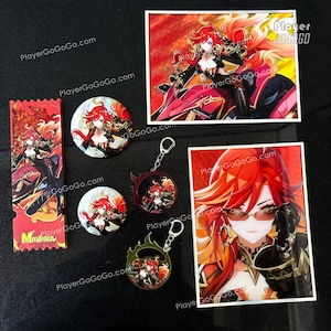 Genshin Impact Mavuika Art Print - Shakerticket, holografische kaart, bedel, badge, Genshin Natlan Pyro Archon-beeldje