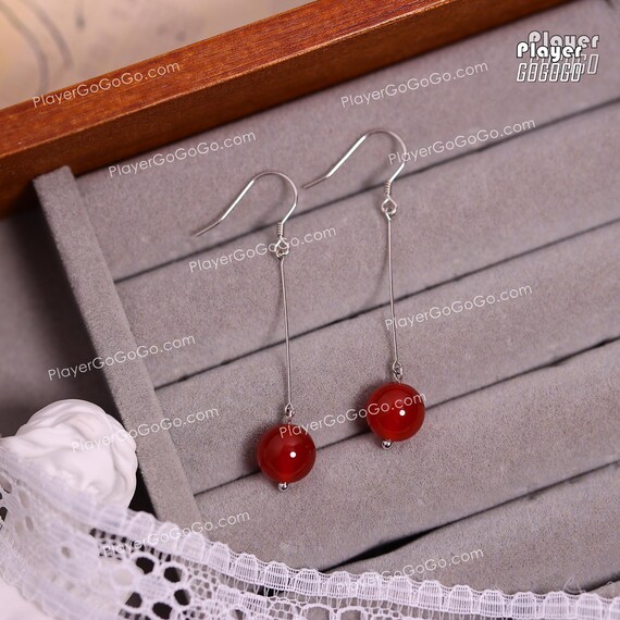 Silver + Garnet Made Shen Zechuan Earrings for Cosplay and Daily