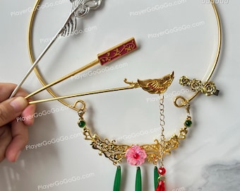 Collana e accessori per capelli Maomao per cosplay, fermaglio per capelli, bastoncini per capelli e collana Maomao per cosplay