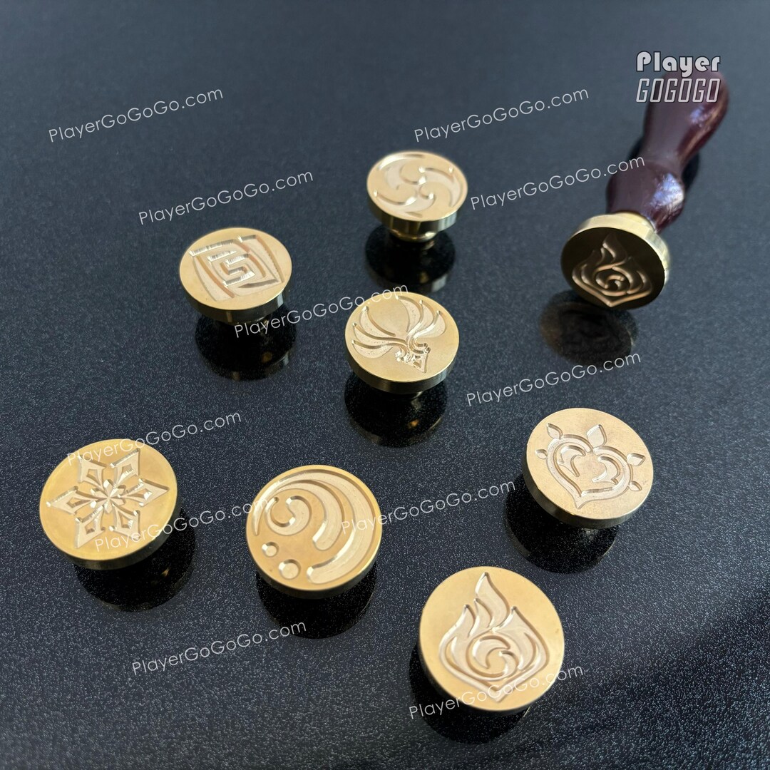Pyroshield Stamp Genshin Impact Elements Seal Stamp, Genshin Brass Stamps Geo Anemo Cryo ...