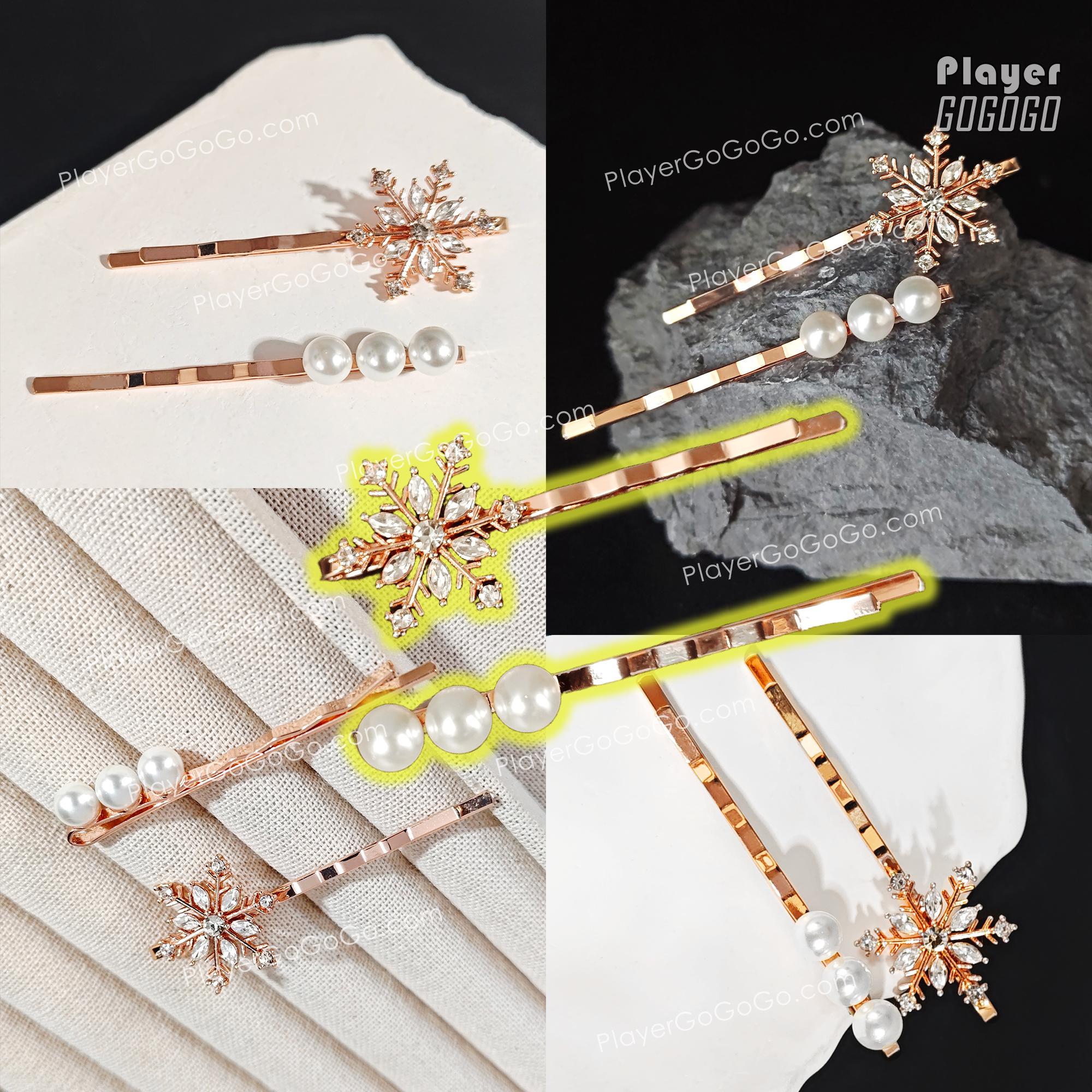 Love and Deepspace Zayne Hair Pin Set of Pearls and Snowflakes