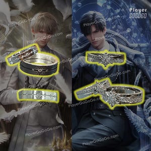 Custom Silver Made Love and Deepspace Zayne & Xavier Couple Ring Set, Closed Size Deepspace Jewelry 戀與深空
