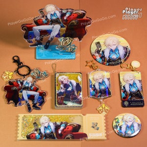 Honkai: Star Rail Aventurine Art Print Set - Standee, Charm, Shaker, Coaster, Badge, Aventurine HSR Figurine Gift