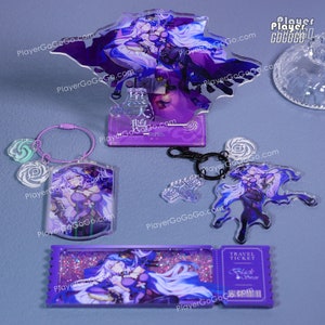 Honkai: Star Rail Black Swan Art Print Set - Aufsteller, Charm, Shaker Ticket, Holographische Karte, Abzeichen, HSR Penocony Figur