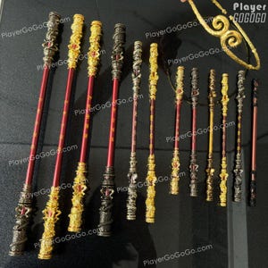 Black Myth: Wukong Ruyi Jin Gu Bang Miniature, Wukong Gear Pieces Jingubang, Willow Wood Staff & Bronzecloud Staff