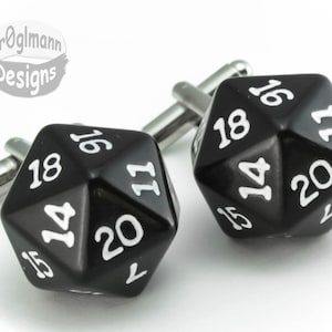 d20 Dice Cufflinks - Dungeons Dragons Magic the Gathering Accessories, RPG Gifts for Gamers, Dice Jewelry