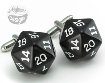 Cufflinks - d20 Dice Dungeons & Dragons, Magic the Gathering