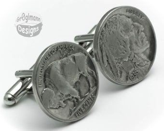 Cufflinks - Indian Head / Buffalo Nickel