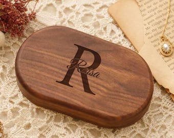Custom Engraved Date Wooden Jewellery Box Gift for Her, Personalized Engraved Name Flower Wood-Carved Jewelry Box, Unique Anniversary Gifts