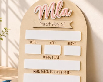 Personalized Magnetic Back To School Photo Prop, Custom Arched First Day Of School Sign, Kids Milestone Board, Reusable School Sign