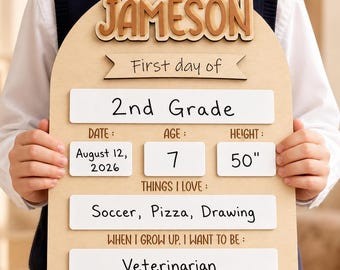 Personalized Arched First Day Of School Sign, Custom Magnetic Back To School Photo Prop, Kids Milestone Board, Reusable School Sign
