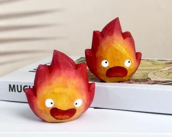 Custom Hand-Carved Wooden Flame Ornament for Desk Decor, Cute Flame Shaped Decor Gift for Kids, Small Fire-Inspired Sculpture Decor Gifts