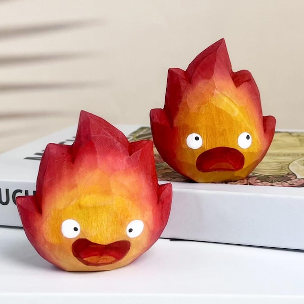 Custom Hand-Carved Wooden Flame Ornament for Desk Decor, Cute Flame Shaped Decor Gift for Kids, Small Fire-Inspired Sculpture Decor Gifts