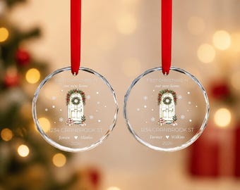 Personalized Glass Crystal Christmas Tree Home Ornament, Custom Christmas Snowflake Clear Crystal with Name Address , Christmas Crystal Gift