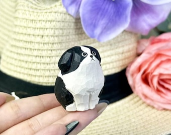 Custom Adorable Border Collie Figurine for Desktop Decor, Hand-Carved Puppy Wooden Carved Ornament Figurine Animal Decor for Puppy Moms/Dads