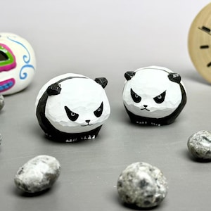 Wooden Panda Statue Handmade Wooden Carving Decor, Cute Wooden Carved Panda Ornament Gift,  Unique Animal Wooden Desktop Pet for Panda Lover