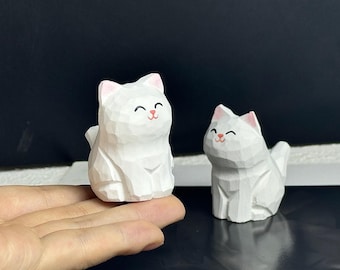 Custom Hand carved Wooden Cats Dogs Desktop Ornament, Personalized Wooden Pet Figurine for Cats Dogs Lover, Cute Desk Decor Gifts for Her