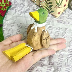 Wooden Mallard Duck Desktop Ornament Figurine Art Small Duck Decor Gifts, Hand Painted Mini Wooden Duck Ornament for Wedding Cake Decor Gift 5.0 (923)