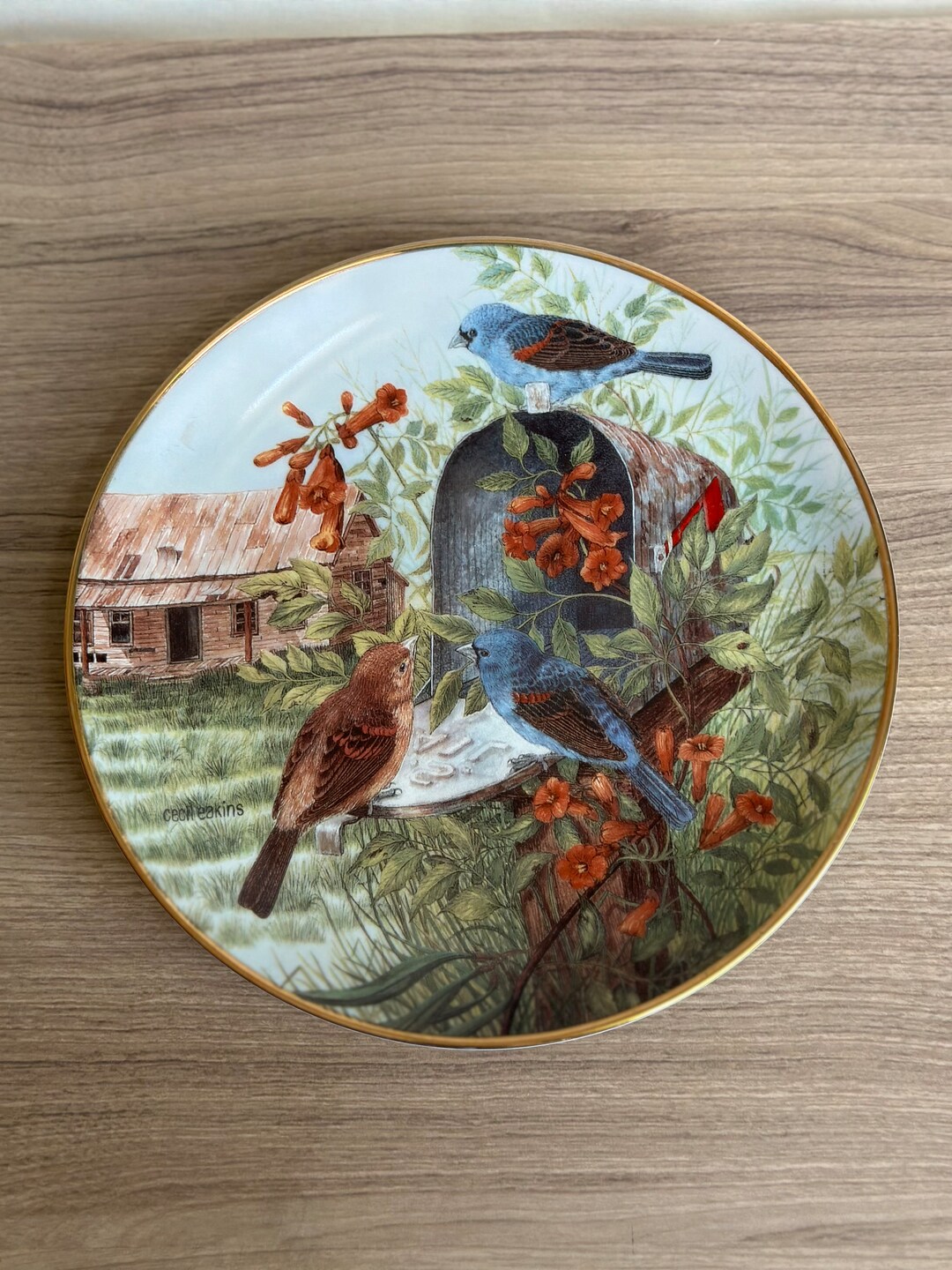 Vintage Cecil Eakins “room With a View” Decorative Porcelain Plate