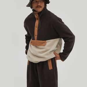 Mens Polar Fleece Tracksuit Set: Warm Hoodie & Joggers Loungewear