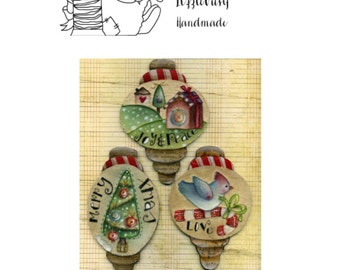 Primitive stitchery e-pattern inspirational Christmas Ornaments ITALIAN and ENGLISH instant download