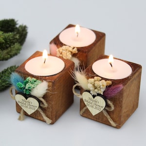 Rustic Wedding Favors: Floral Tealight Holders, Bulk Bridal Shower Favors (50 PCS)