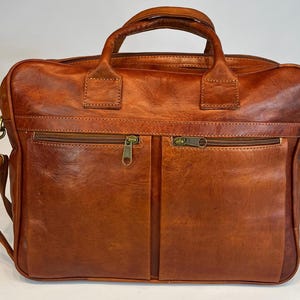Sacoche PC en cuir artisanale - Porte-documents Cuir- Cartable business - Idée cadeau - Cadeau pour lui - Sacoche faite main - Pièce unique