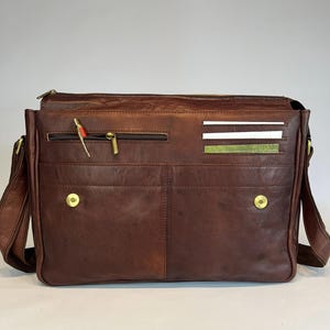 Sacoche PC en cuir artisanale - Porte-documents Cuir- Cartable business - Idée cadeau - Cadeau pour lui - Sacoche faite main - Pièce unique
