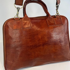 Sacoche PC en cuir artisanale - Porte-documents Cuir- Cartable business - Idée cadeau - Cadeau pour lui - Sacoche faite main - Pièce unique