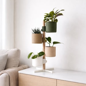 Plantenstandaard voor binnen – Plantenstandaard met potten | Moderne minimalistische plantenplank | Bloemenstandaard / Decoratie voor bloempotten