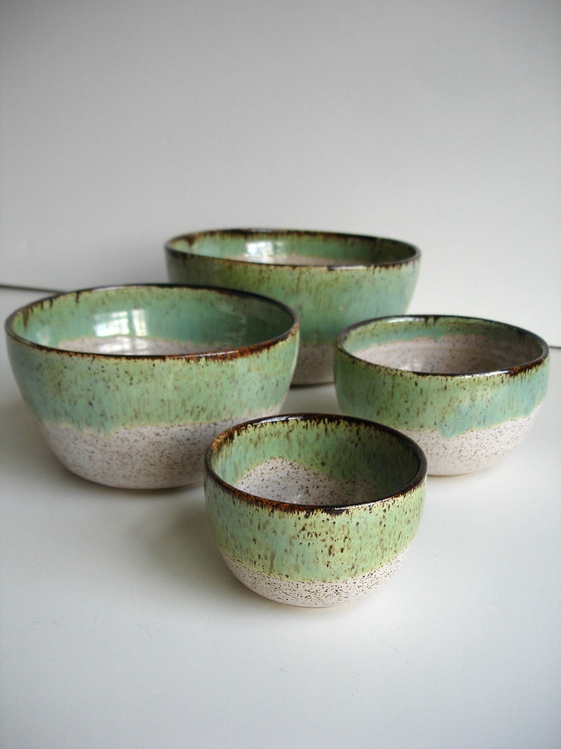 Handmade Wheel Thrown Stoneware Nested Bowls Set Made To Order image 5