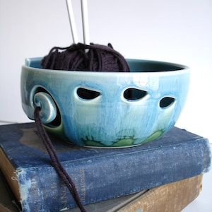 Forest Green Wheel Thrown Yarn Bowl MADE TO ORDER image 2