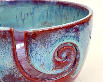 Rustikale rote Spiral-Keramik-Rad geworfen Garn Schüssel - MADE TO ORDER