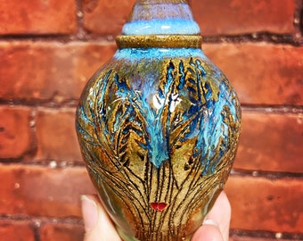 Urna in ceramica fatta a mano per le ceneri - Mini urna ricordo "Albero della vita" - REALIZZATA SU ORDINAZIONE