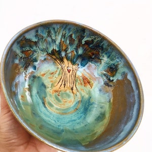 Tree of Life - One  Wheel Thrown - Hand Drawn  Bowl - MADE TO ORDER